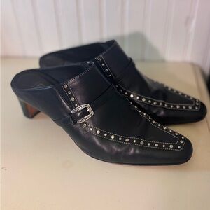 Brighton Tempe Black Leather Studded Mules